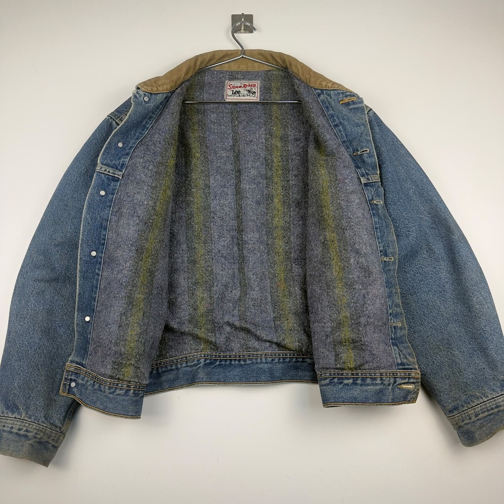 Vintage Lee Storm Rider Denim Jacket Mens Size 53 R 60s 70s Blanket Lined USA